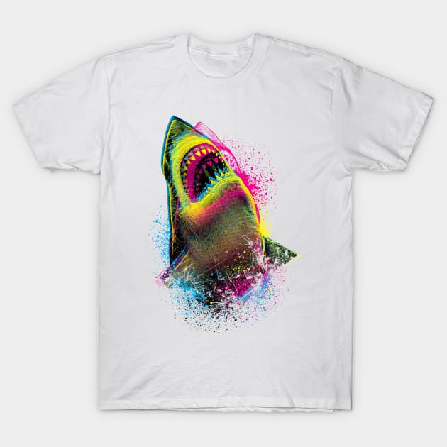 Cmyk Shark T-Shirt by Moncheng